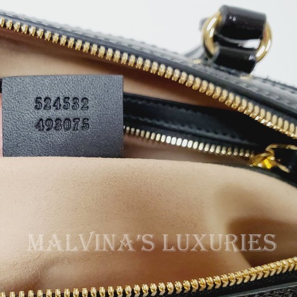 GUCCI BAG 524532 OPHIDIA BOSTON BLACK SUEDE WEB STRIPE GG LOGO CHARM - Picture 14 of 16